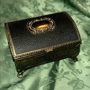 Mini Treasure Chest Vintage Style Black and Gold Jewelry Box